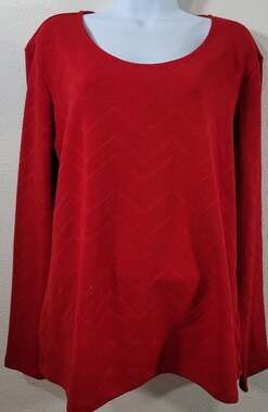 Cato Red Chevron Print Raised Textured Top XL Lightweight Soft Stretchy